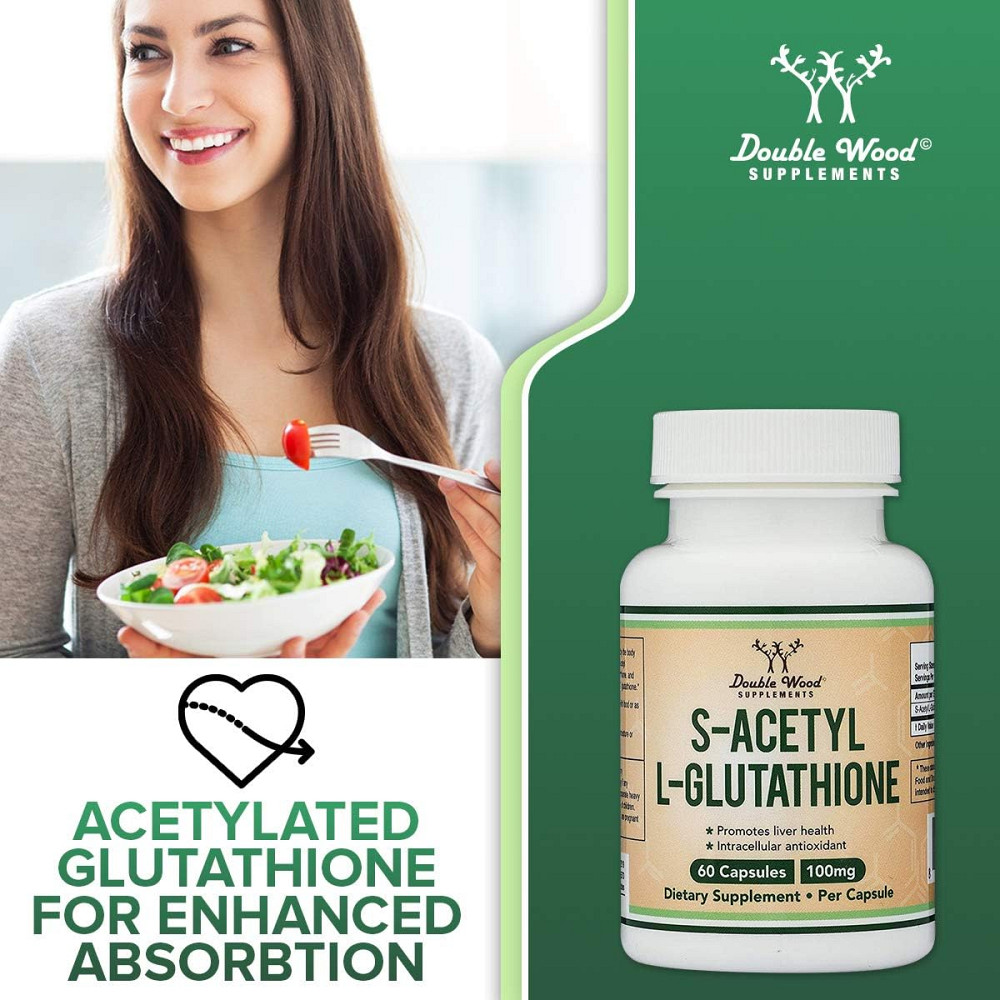 S-ацетил L-глутатіон Double Wood Supplements S-Acetyl L-Glutathione 100 mg 60 capsules Луцьк - фото 5