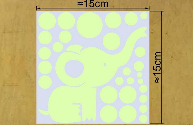 Люминесцентная наклейка Слон 15 на 15 см салатовый Киев - изображение 3