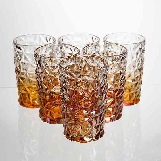 Набір скляних стаканів 6 штук 350 мл Золотистий Yiwu HP-19-191 Київ