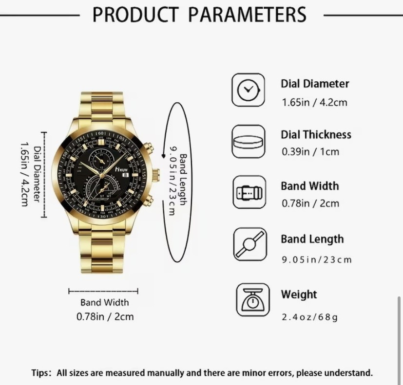 Подарочный набор для мужчин наручные часы с браслетом и цепочка с крестиком золотистый Киев - изображение 6