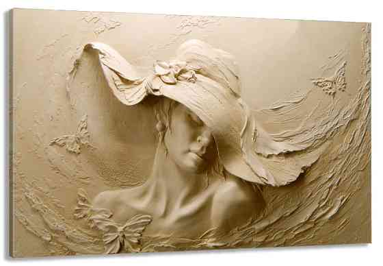 Картина полотно у вітальню / спальню   Дівчина в капелюсі   MLP_282 ( 60х30см ) 80х160см Київ