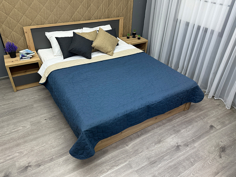 Покрывало двустороннее Decorator Microfiber куб 215x240 см синий с бежевым (85-144) Киев - изображение 3