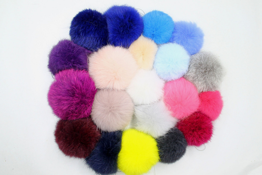 Помпоны из натурального меха кролика на нитке 6 -7 см Красный Харьков - изображение 5