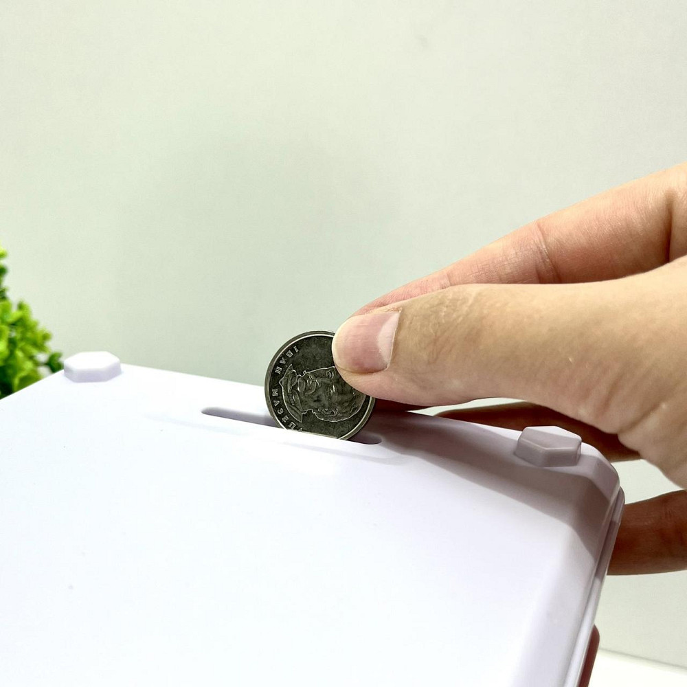 Сейф-скарбничка Банківський термінал з кодовим замком відбиток затягує купюри звук підсвічування від аккамулятора Рожевий (MK5398) Чернігів - фото 5