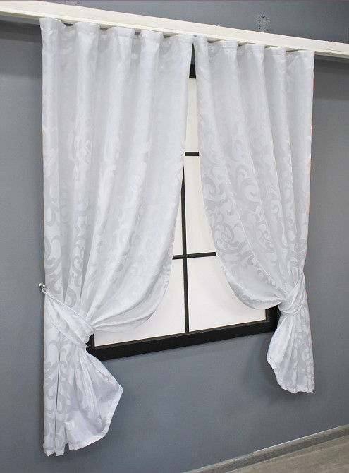 Комплект коротких штор VR-Textil Жаккард Вензель № 418ш Белый 130х170 см 2 шт (35-0238) Киев - изображение 2