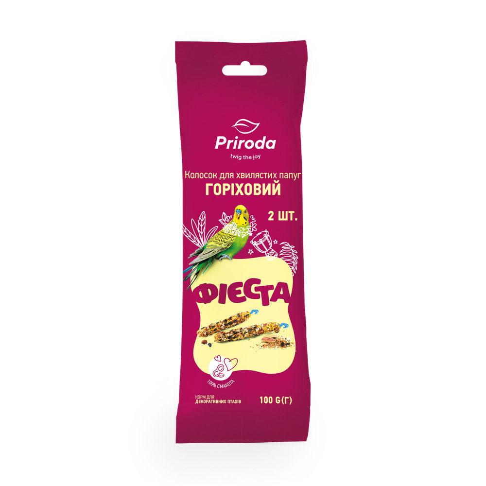 Лакомство для птицы Фиеста. Колосок «Мультивитамин» лакомство для волнистых попугаев 100 г, Природа Винница - изображение 1