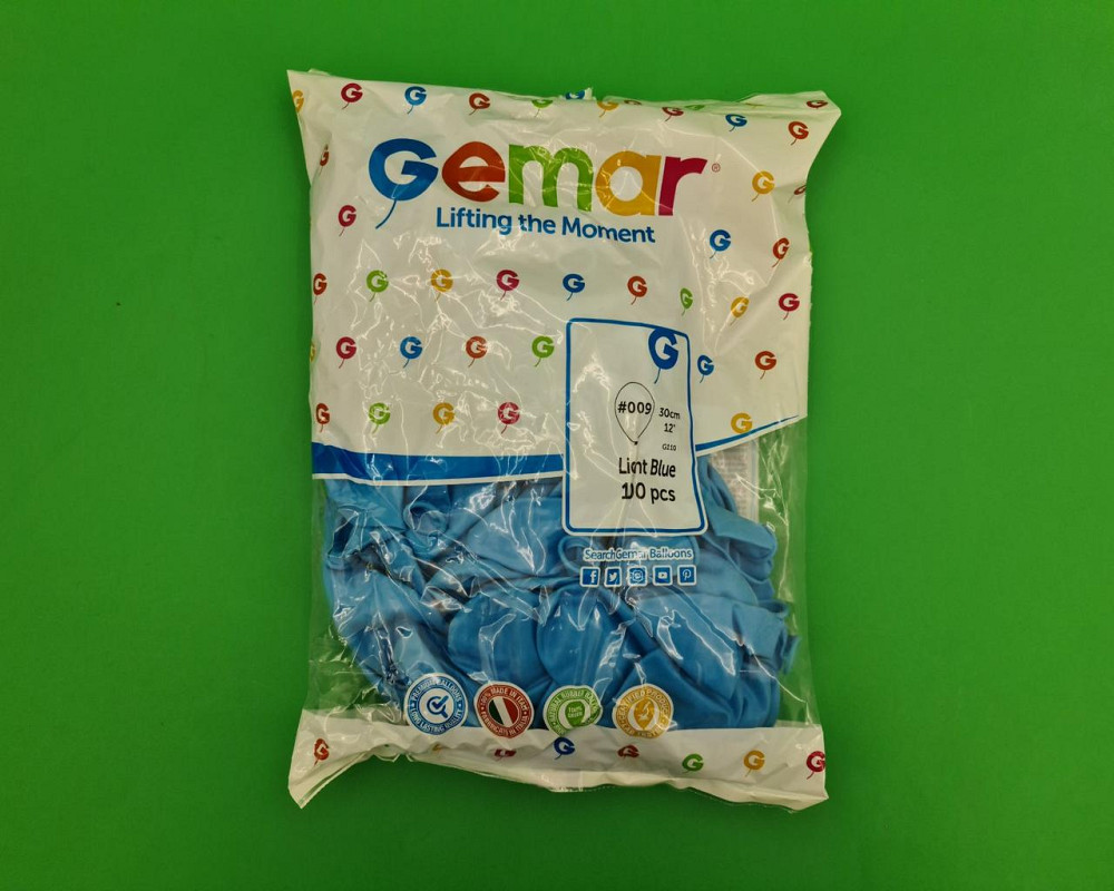 Повітряні кульки світло блакитні 12" (30 см) 100 шт Gemar (1 пач.) Харків - фото 1