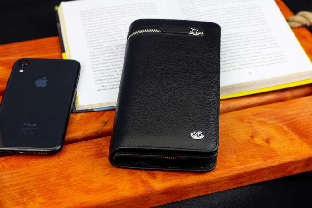 Черный многофункциональный мужской кошелек из натуральной кожи  МС291 Каменское - изображение 7