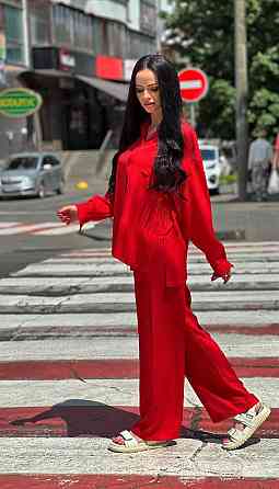 Костюм женский летний льняной Красный 46/48 Харьков