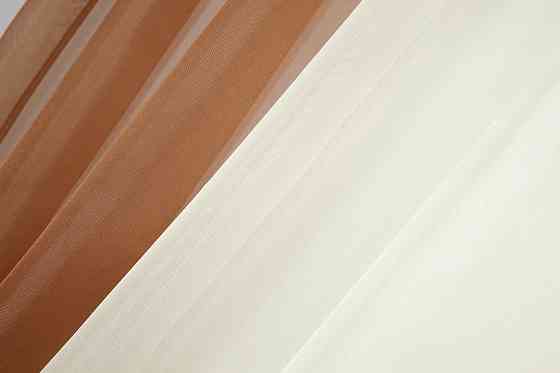 Кухонные шторы VR-Textil № 017к комбинированные с подвязками коричневый с бежевым 265х170 см (50-022) Киев