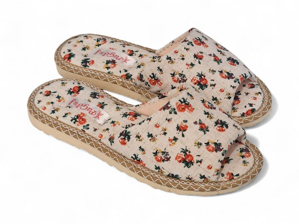 Тапочки женские открытые домашние натуральный лен 35 Одесса - изображение 1