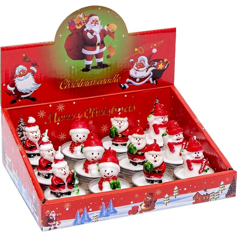 Свічка новорічна "Санта Клаус, Сніговик" 10-81 розмір 5 см, 12 штук Вінниця - фото 1