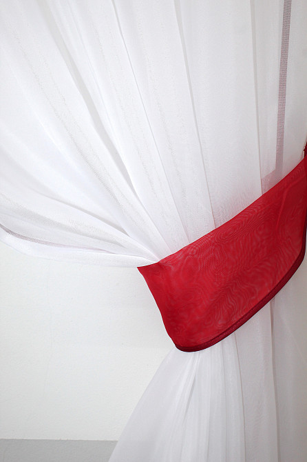 Кухонные шторы (280х170см) с ламбрекеном, на карниз 1-1,5м цвет красный с белым 00к 59-618 Киев - изображение 3