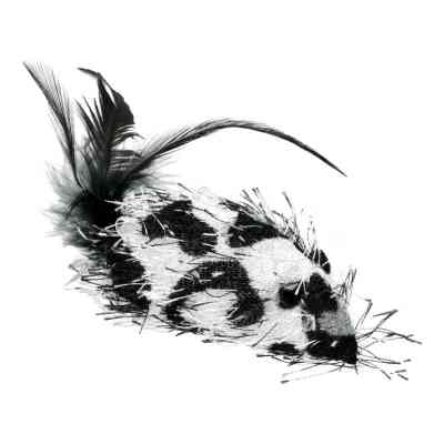 Игрушка для кошек Hippie Pet Мышка с пятнышками и перьями серая 7.5 см (HIPCT2304065P) Винница