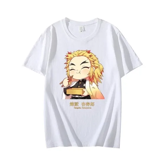 Футболка для мальчика с аниме принтом Клинок рассекающий Демонов / Ренгоку оверсайз (рост от 165 до 180 ) Белый AnimeT1007m Днепр