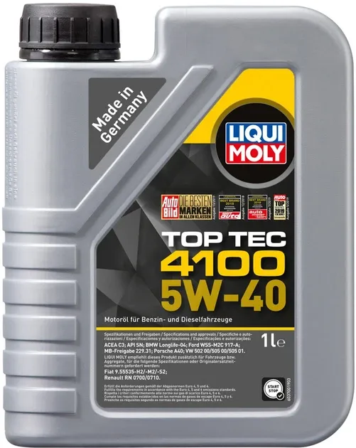 Моторна олива Liqui Moly 9510 Top Tec 4100 SAE 5W-40 — універсальний синтетичний захист для бензинових і дизельних двигунів Ковель - фото 1
