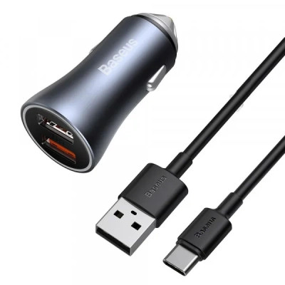 Зарядное устройство Baseus 2xUSB QC3.0 + cable USB to USB-C 40W Golden Contactor Pro dark gray (TZCCJD-A0G) Винница - изображение 1