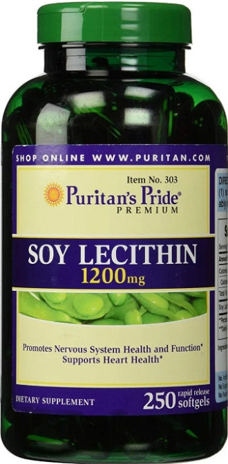 Соевый лицетин Puritan's Pride Soy Lecithin 1200 мг 250 гел капс Киев - изображение 1
