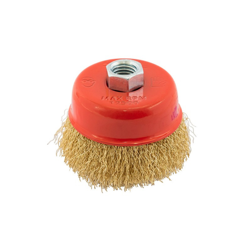 MASTERTOOL Щітка торцева MASTERTOOL з латунованого рифленого дроту Ø 75 мм М14 19-7107 Коломыя - изображение 1