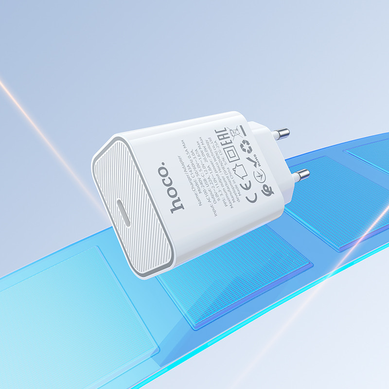 Сетевое зарядное устройство HOCO C143A Benefit single port PD20W charger White Одесса - изображение 9