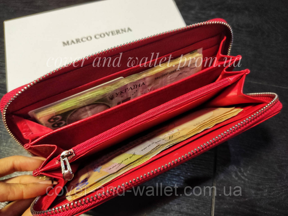 Червоний шкіряний жіночий гаманець на блискавці Marco Coverna Київ - фото 6