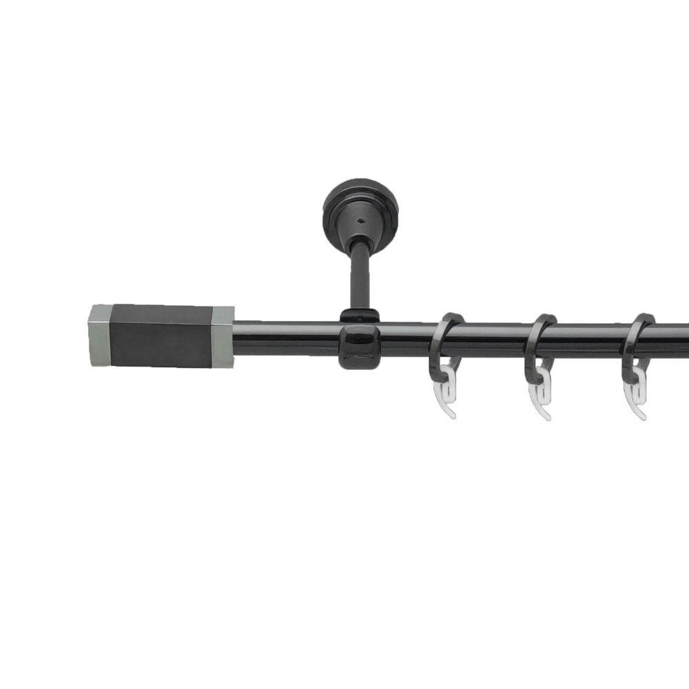 Карниз Orvit Квадро металевий однорядний відкритий гладка труба кільце фасонне металеве  Онікс 16 мм 200 см (4713179) Львів - фото 1