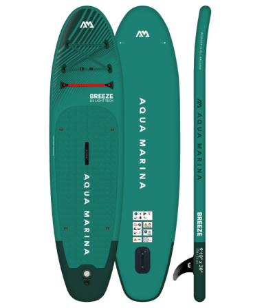 Надувная доска для серфинга Aqua Marina BREEZE длиной 9 футов 10 дюймов (iSUP), длина 300 см, зелена Дніпро - фото 8
