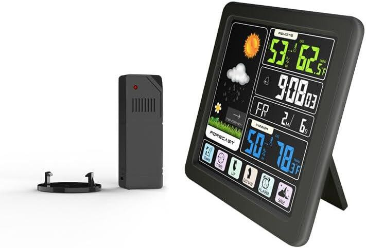 Бездротова метеостанція з кольоровим екраном TS-3310-BK, внутрішня та зовнішня температура, вологість, годинник Київ - фото 3
