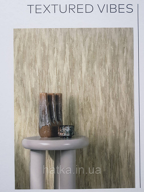 Обои виниловые на флизелине Grandeco Textured vibes 0.53x10 лофт под камень зеленые Киев - изображение 1