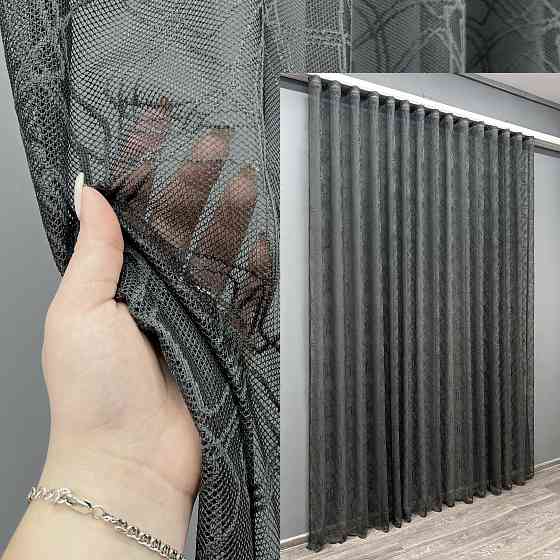 Тюль VR-Textil 1974т Жакард Графітовий 400х270 см (42-1009) Київ