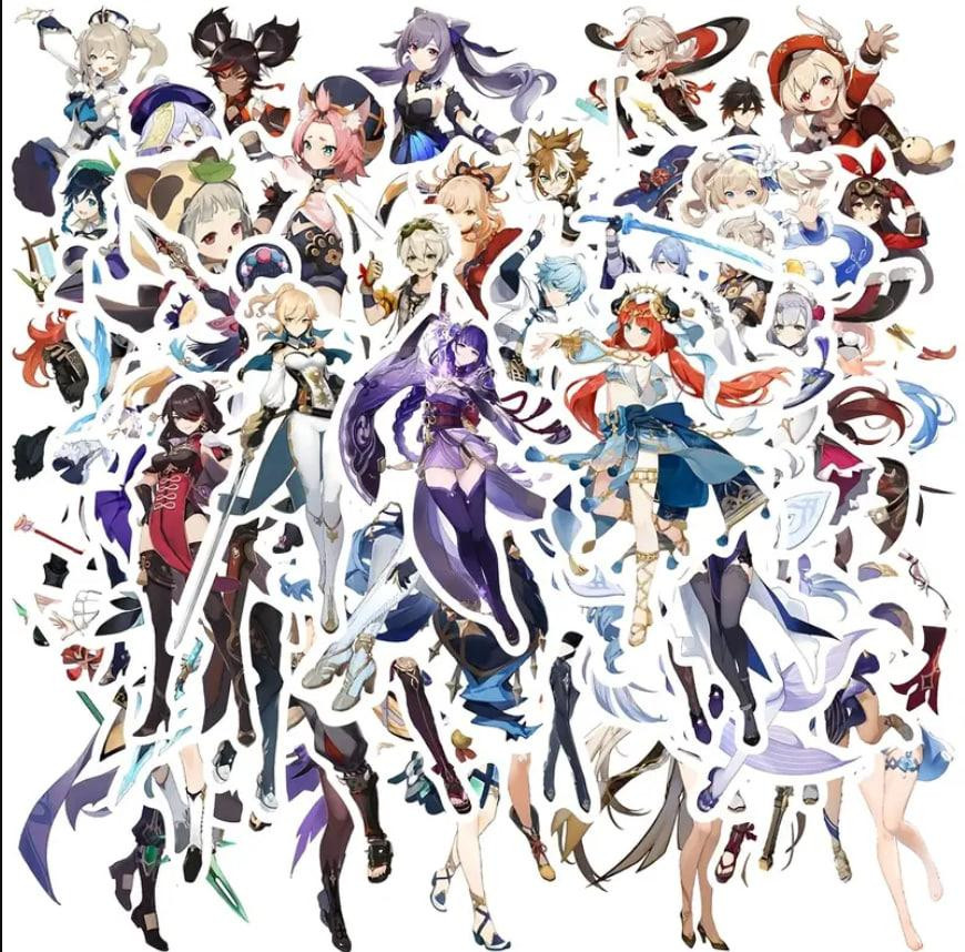 Наклейки з героями Genshin Impact | Стікери аніме 54 шт. Київ - фото 1