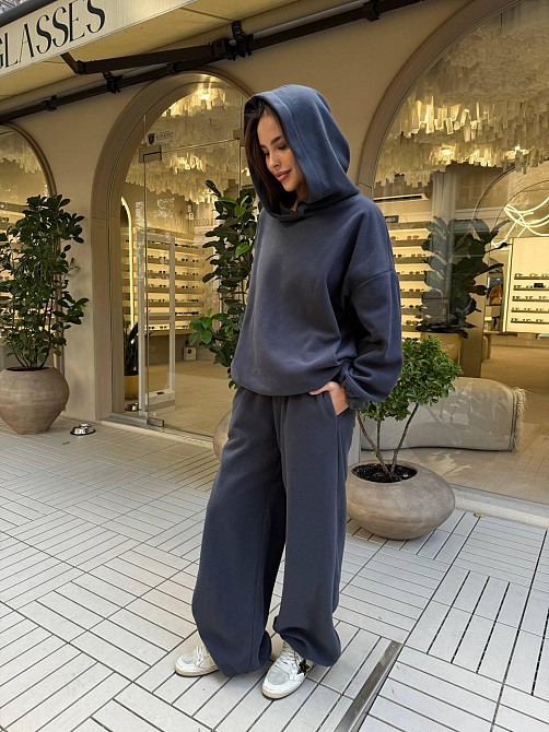 Стильний жіночий теплий костюм двосторонній фліс-полір Графіт Одеса - фото 2