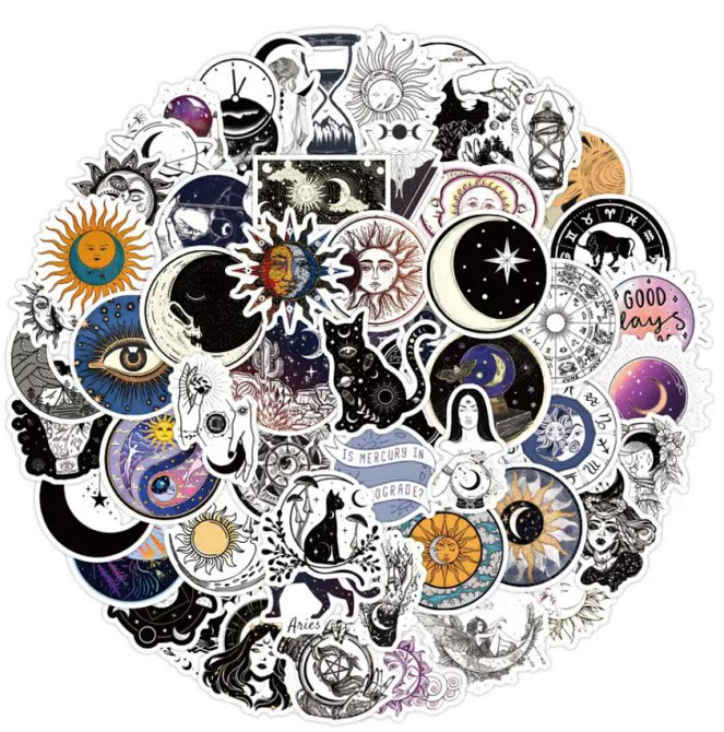 Астрологічні наклейки, вінілові стікери. Водонепроникні естетичні наклейки, набір 60 штук Київ - фото 3
