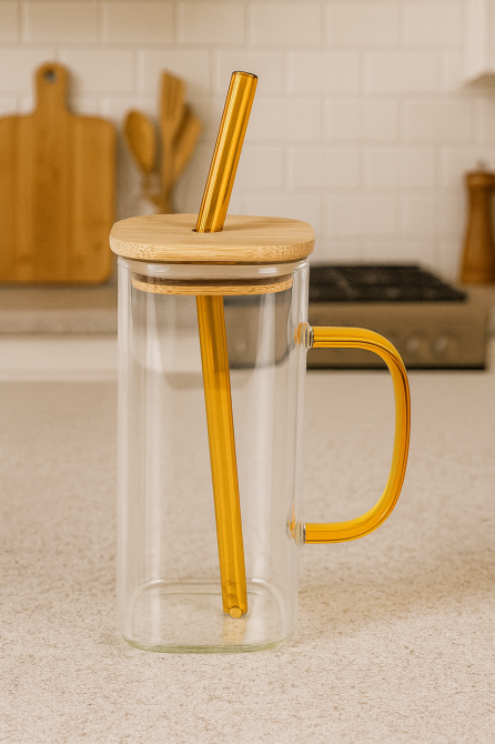Стакан с бамбуковой крышкой и трубочкой 400мл Киев - изображение 1