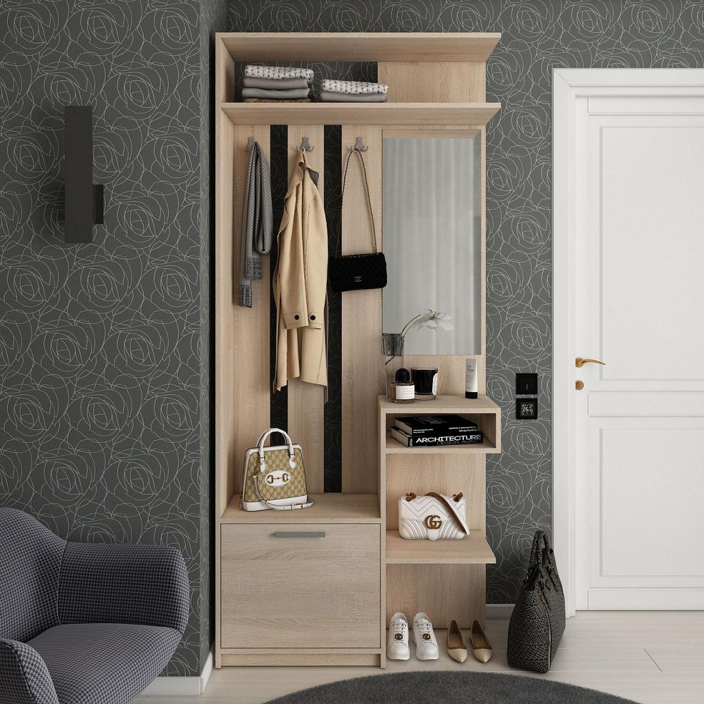 Прихожая Doros Ривьера 91,5х30х203 см Дуб сонома (DRS-011333) Днепр - изображение 4