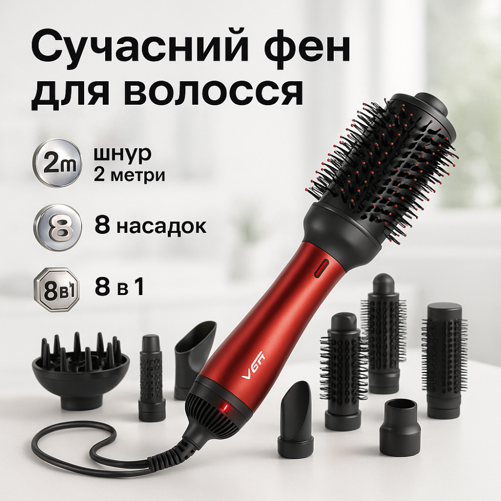 Фен-стайлер для сушки волос VGR 8 в 1 V-488, Классический фен для волос Щипцы ля завивки CQ-83 Львов - изображение 20