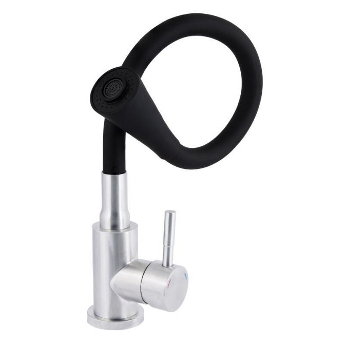 Змішувач для кухні Lidz Aria 015F31 з гнучким виливом LDARI015F31BNK31872 Nickel/Black Харків - фото 3
