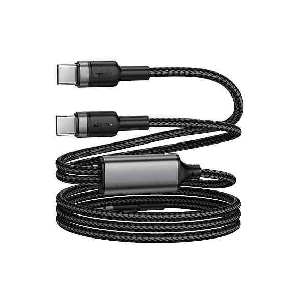 Кабель ACEFAST C22-02 USB-C to 2*USB-C 100W aluminum alloy charging data cable Black Киев