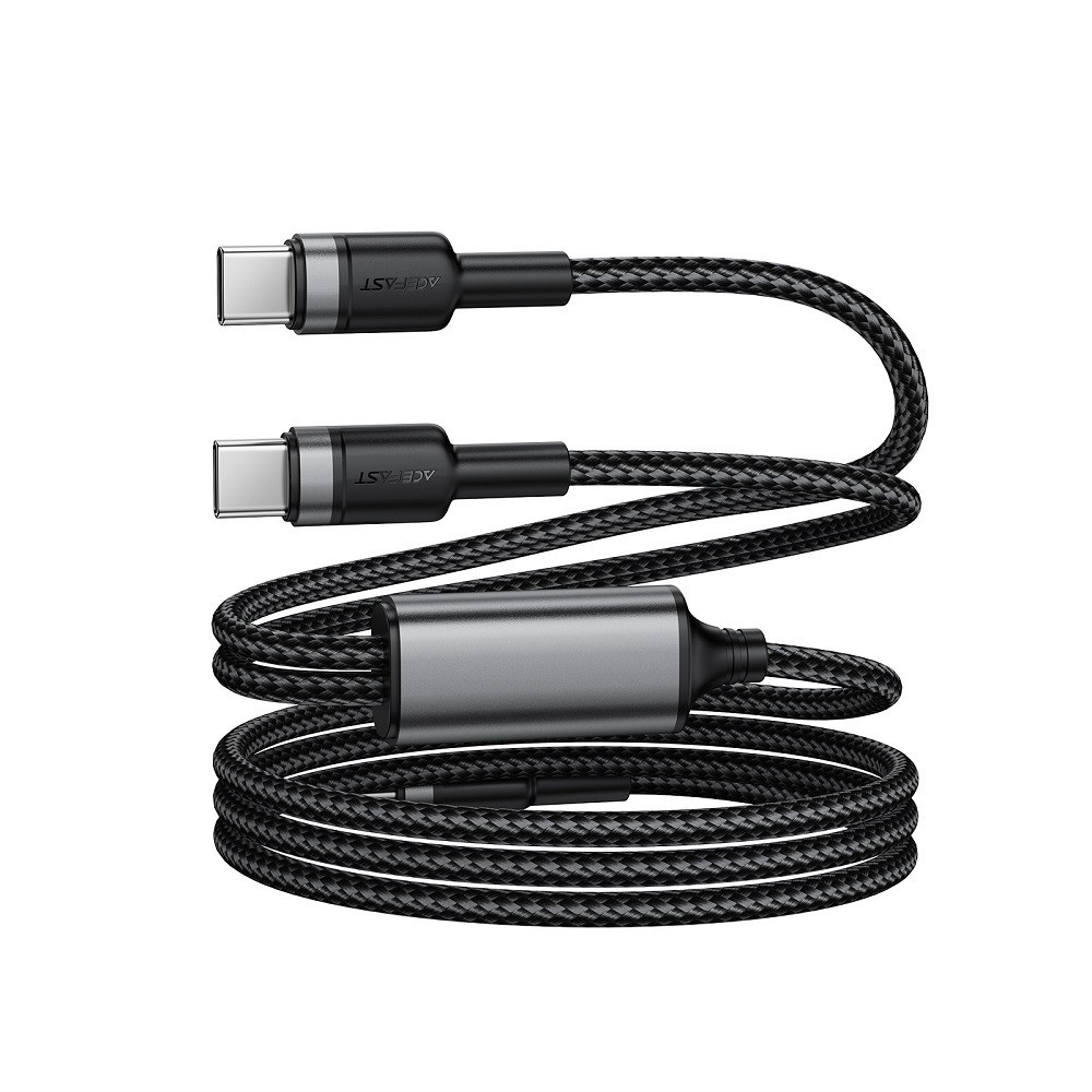 Кабель ACEFAST C22-02 USB-C to 2*USB-C 100W aluminum alloy charging data cable Black Киев - изображение 5