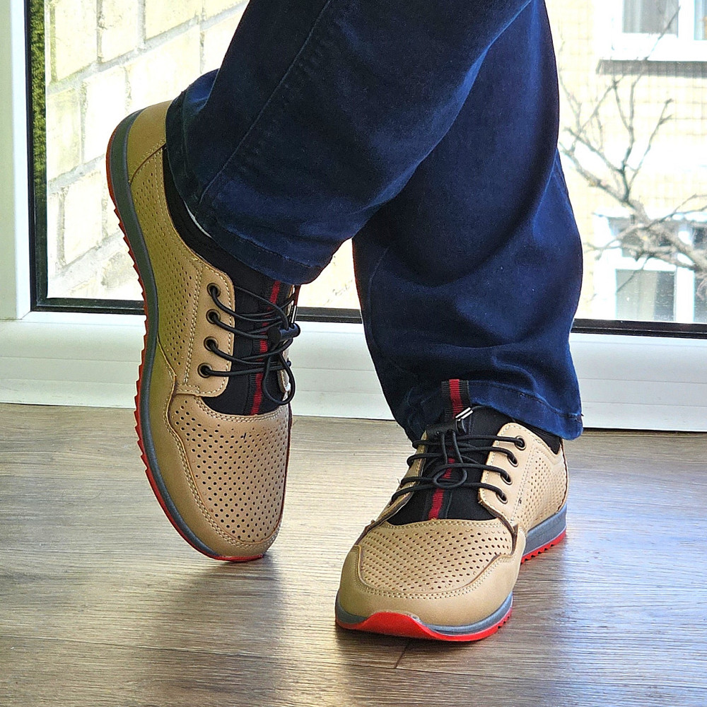 Чоловічі мокасини Літні Бежеві Туфлі Сіточка Коричневі Світлі (розміри: 40,41,42,43,44,45) - 218-3 Дніпро - фото 8