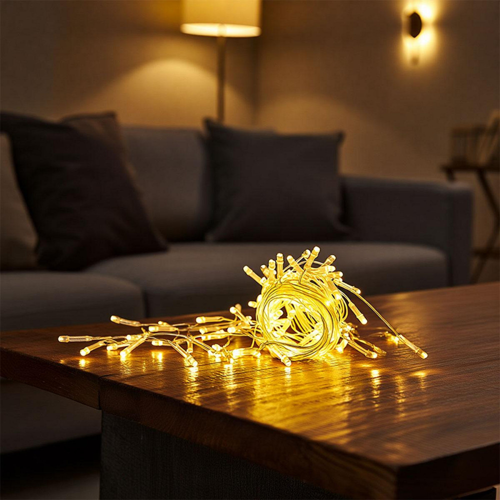 Garlando Новорічна гірлянда штора 1,5х1,5 м 64 LED кімнатна гірлянда білий провід Жовте світло Київ - фото 1