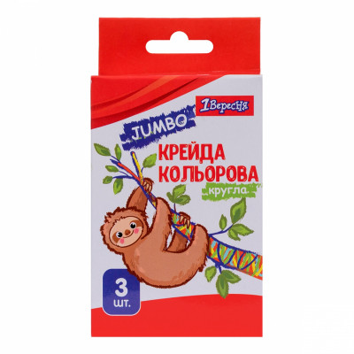 Крейда 1 вересня кольорова 3 шт. JUMBO "Zoo Land" (400439) Вінниця - фото 1