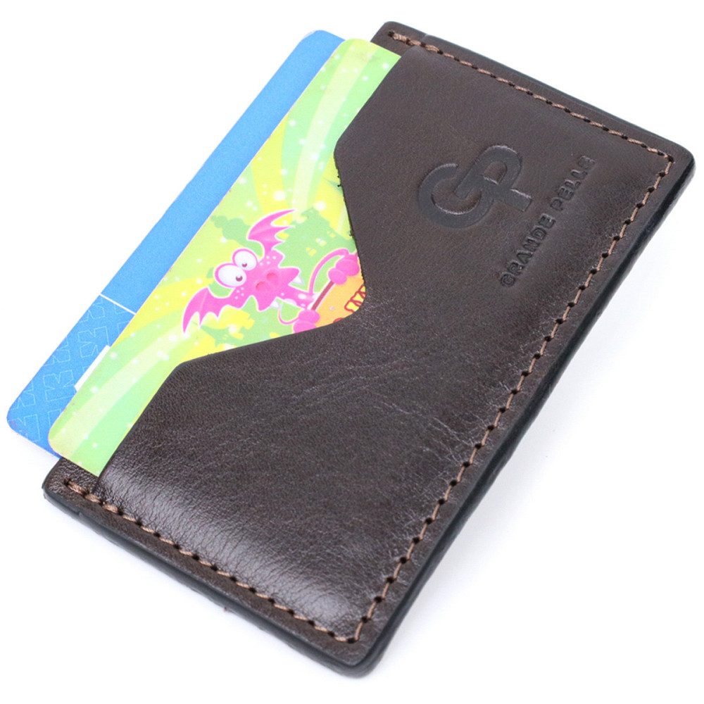 Компактный кард-кейс из натуральной кожи GRANDE PELLE 11629 Коричневый Киев - изображение 5