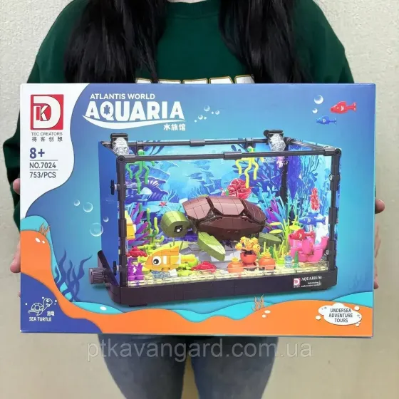 Конструктор акваріум 3D з рибками та черепахою 753 деталей підсвічування 7024 Хмельницький