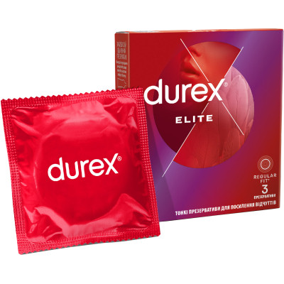 Презервативи Durex Elite латексні з силіконовою змазкою (тонкі) 3 шт. (5010232954236) Вінниця - фото 1