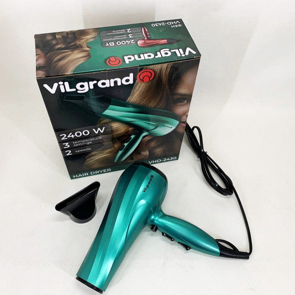 Супер потужний фен Vilgrand VHD-2430 2400 Вт, Електрофен для волосся, Фен для волосся з насадками WN-94 Київ - фото 6