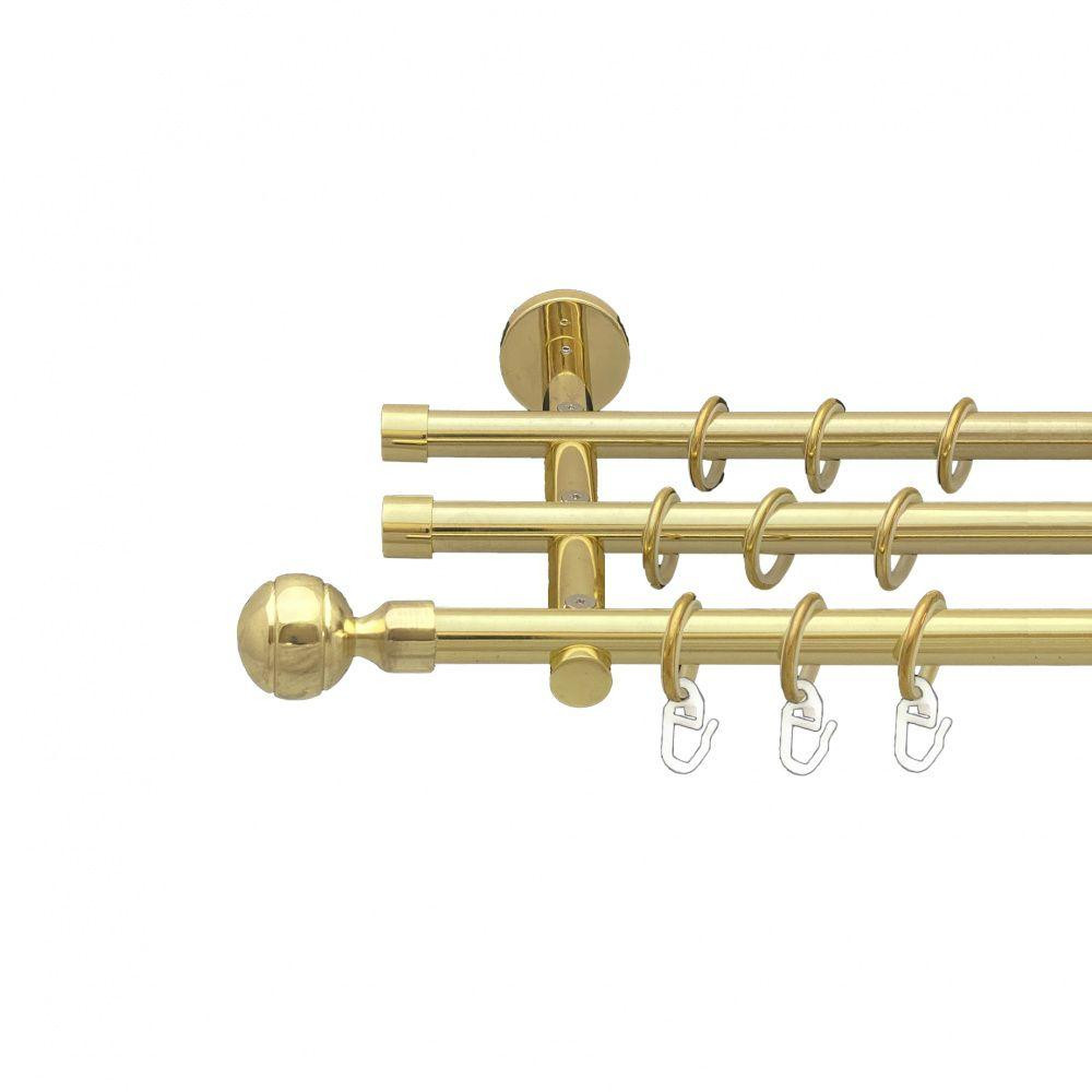 Карниз Orvit Паола металевий трирядний циліндр (20 см) гладка труба кільце металеве Золото 16\16\16 мм 240 см (00-00014729) Львів - фото 1