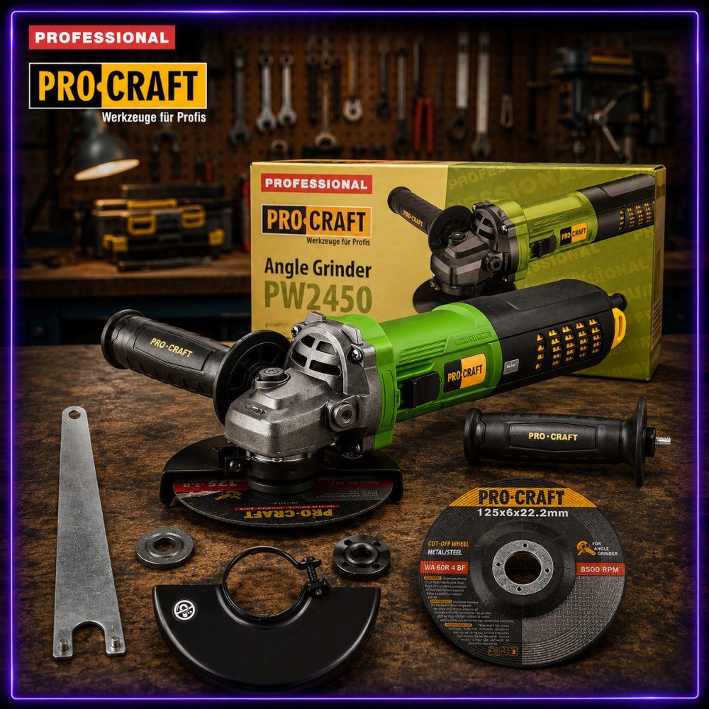 Болгарка з регулюванням обертів 125  Procraft PW‑2450 , Кутова шліфмашина  1300 Вт безщіткова  до 11000 об/хв Львів - фото 1