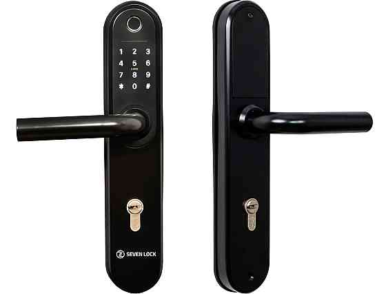 Розумний дверний біометричний замок SEVEN LOCK SL-7768BF (85мм) black Київ