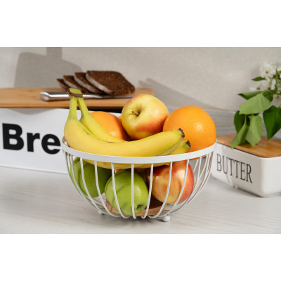 Фруктовница Ardesto Midori 25х25х13см, метал, дерево, білий (AR0904W) Винница - изображение 7